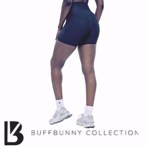 BUFFBUNNY | High Waisted Ribbed Green Workout Training Biker Athletic Shorts